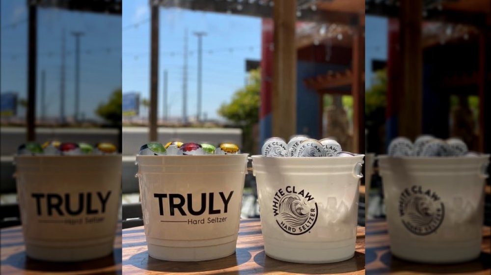 Buckets of White Claw and Truly Hard Seltzer