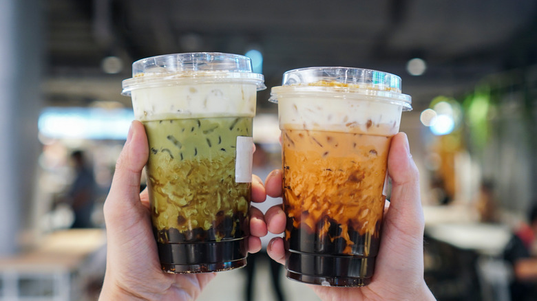 Two boba tea cups