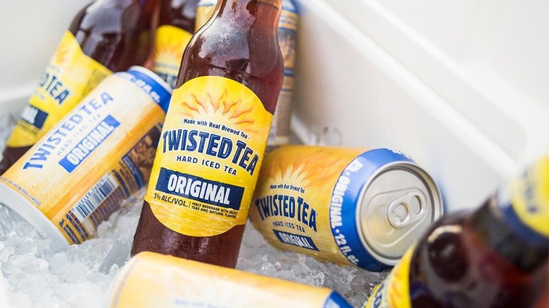 Twisted Tea bottles and cans in cooler