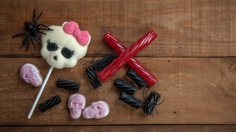 skull and crossbones made of licorice