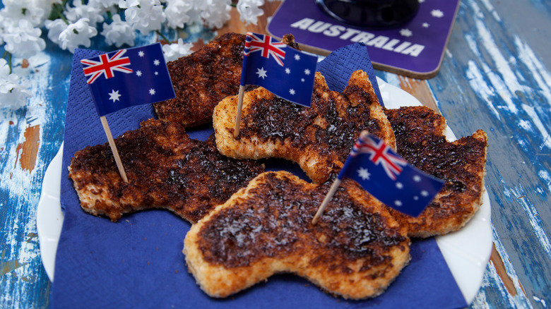 australia-shaped vegemite toast