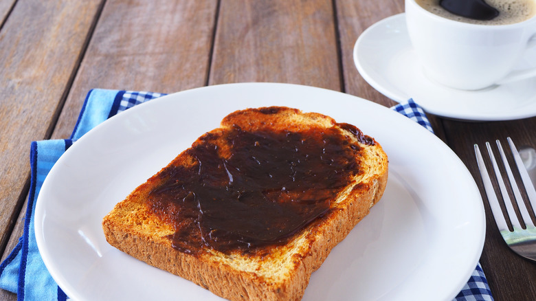 vegemite on toast with coffee