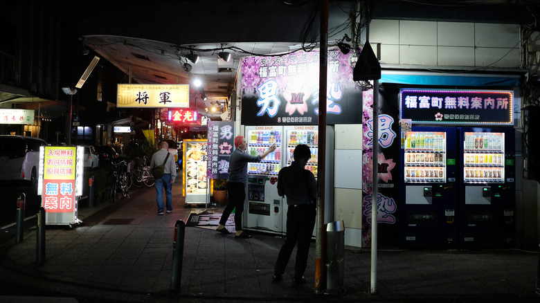 Bank of vending machines in Japan