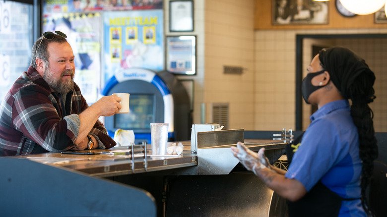 waffle house worker and customer