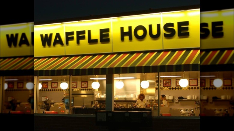 waffle house exterior at night