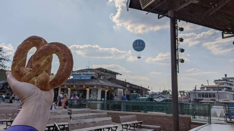 Pretzel held high at Disney springs