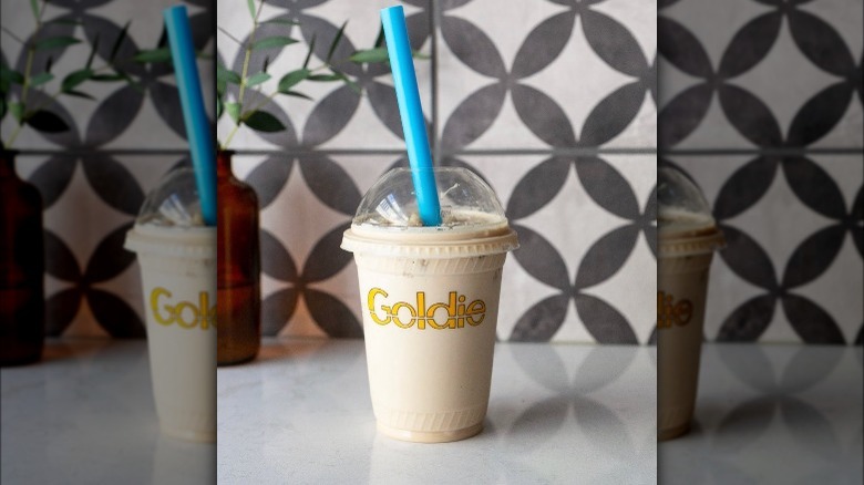 goldie tehina shake in plastic cup