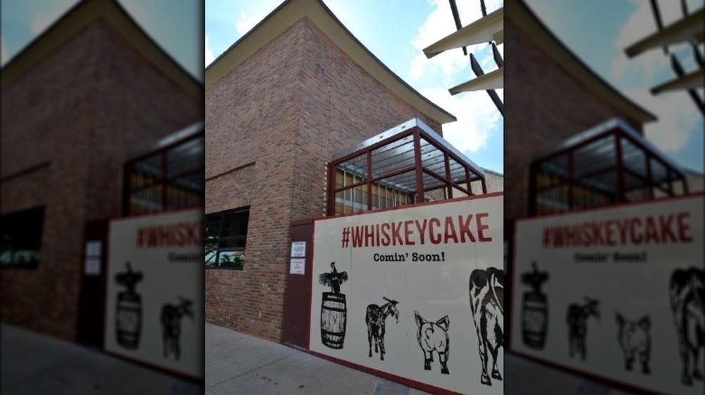 Whiskey Cake coming soon sign