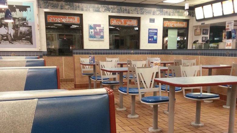 white castle booths and tables 