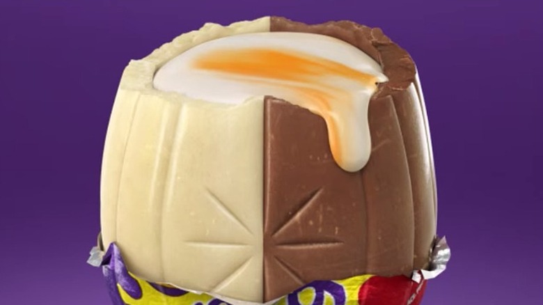 Unwrapped White chocolate Cadbury cream egg