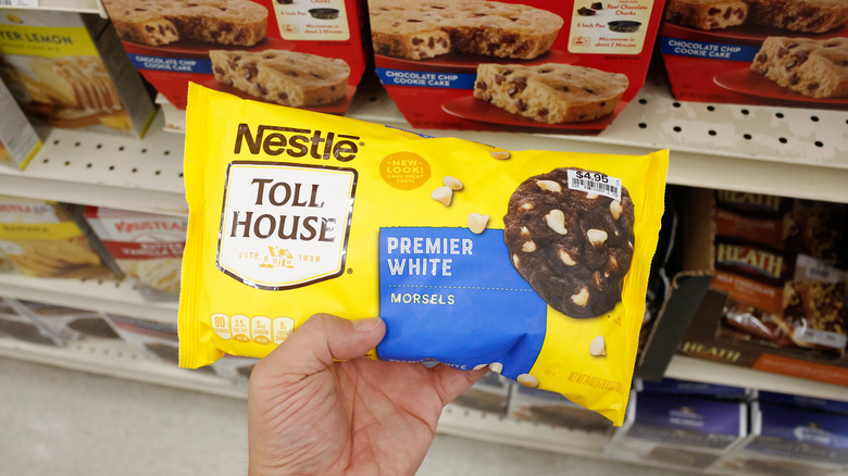 Nestle premier white morsel bag at grocery store