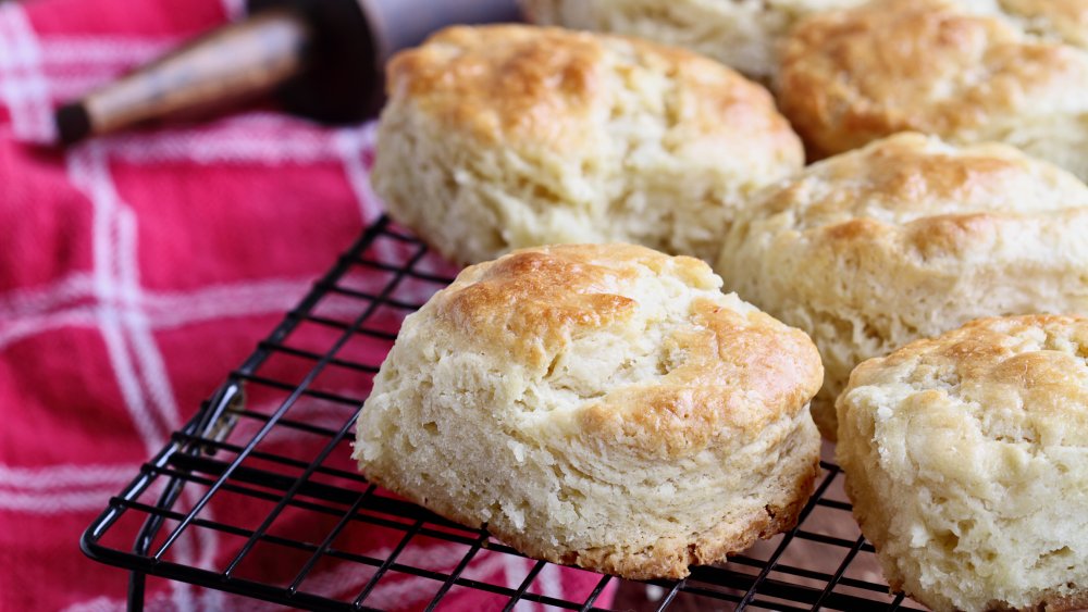 Buttermilk biscuits on a cooling rack