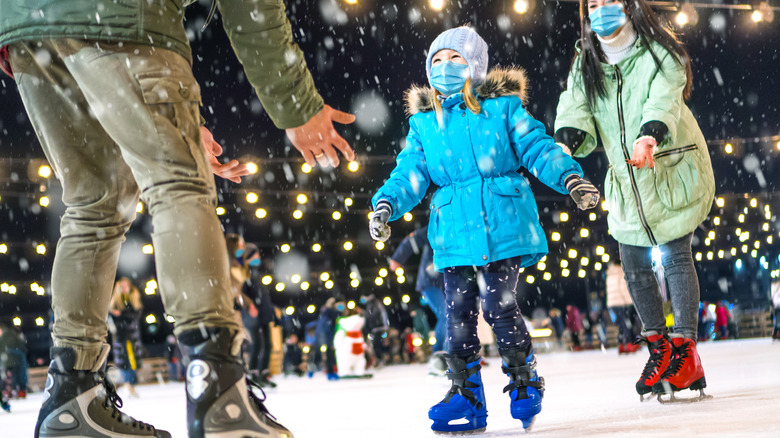 Family ice skating