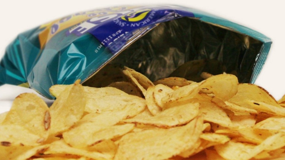 open bag of Wise potato chips