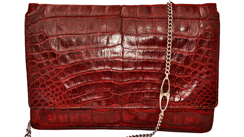 Red alligator purse