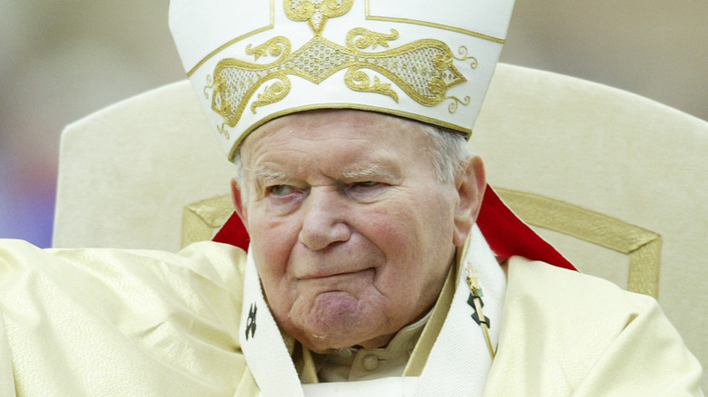 Pope John Paul II smirking