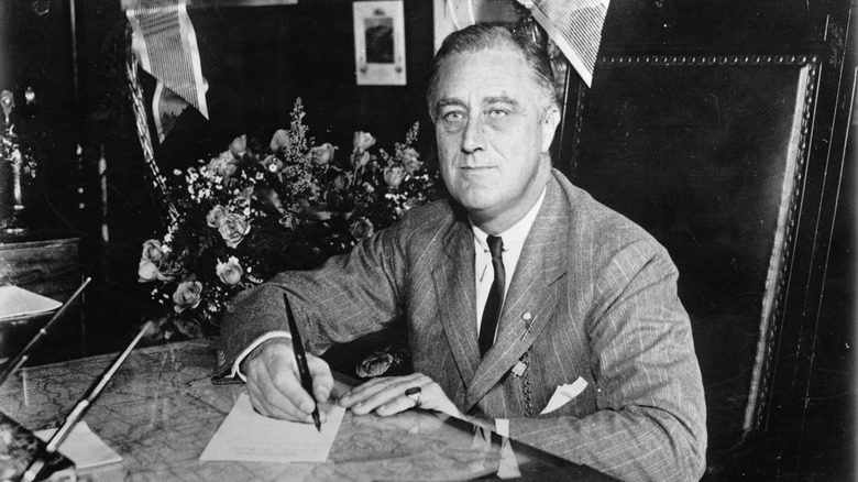 FDR writing at desk