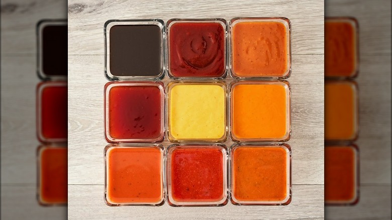 Several Rows of Zaxby's sauce