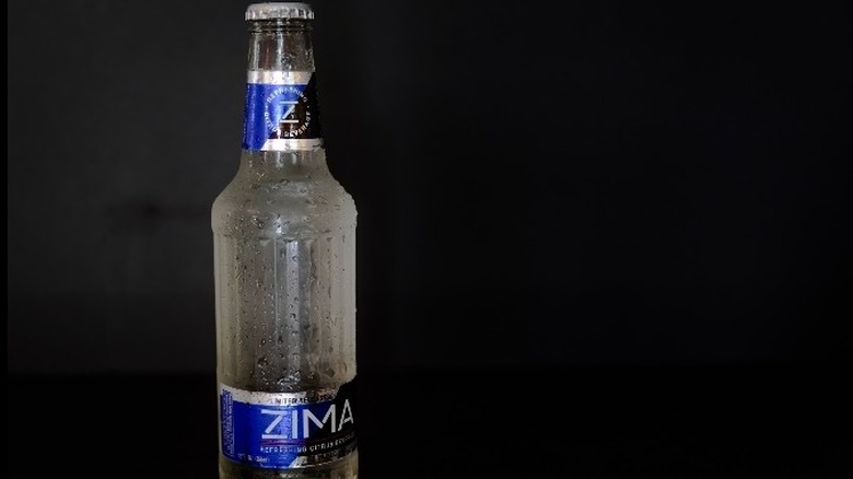 zima bottle on black background