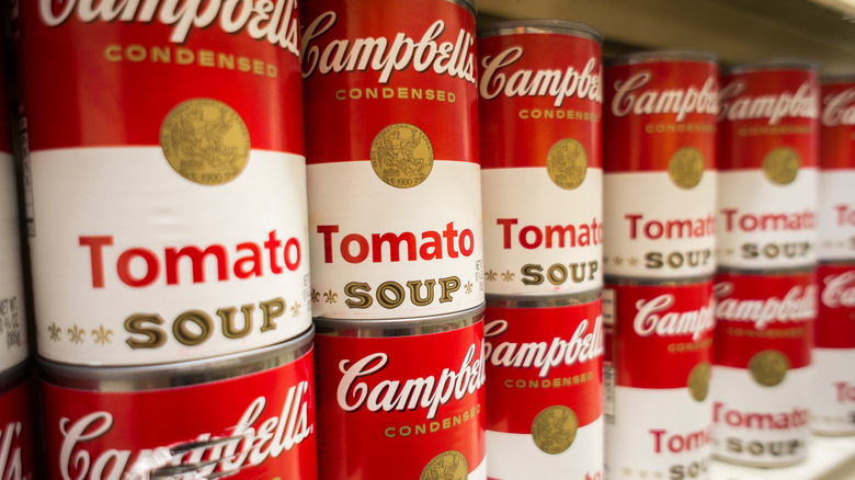 Rows of tomato soup cans