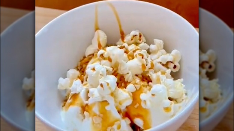 popcorn ice cream sundae