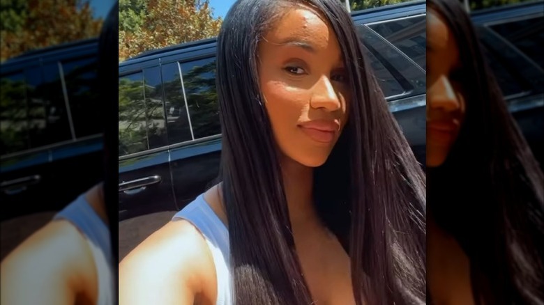 Cardi B showing off her hair