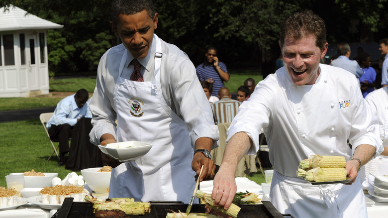 President Obama and Bobby Flay grilling