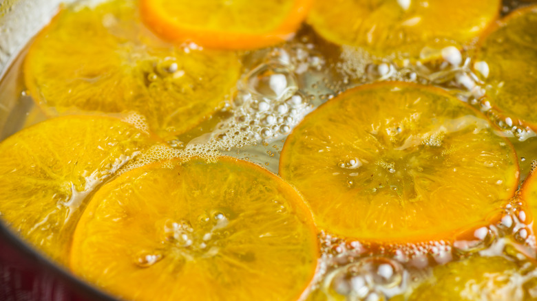 orange slices in a simmer pot