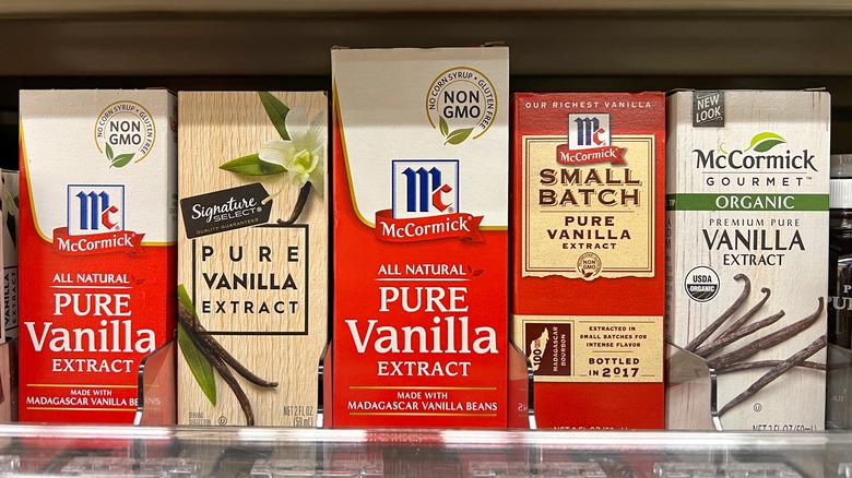 Vanilla extract boxes in store