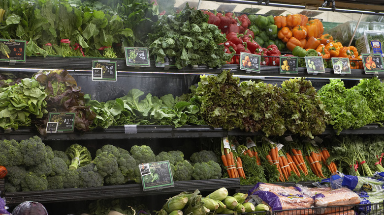 Vegetable aisle at grocery store