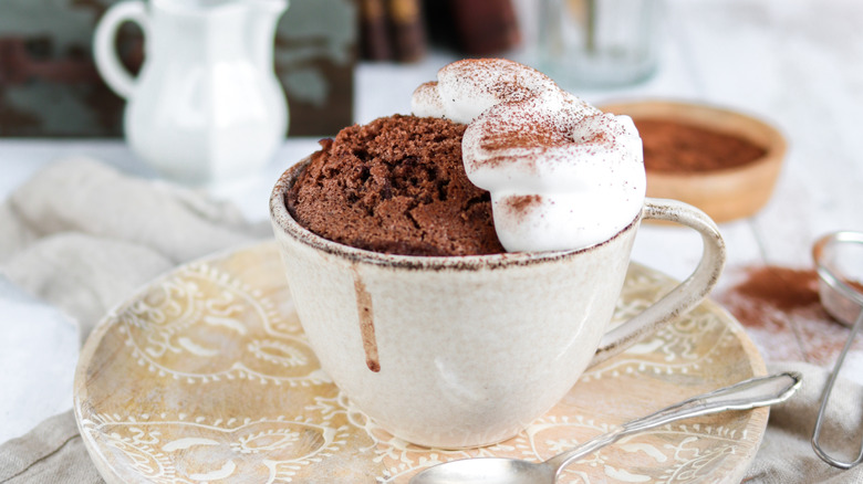 Mug cake in a tea cup