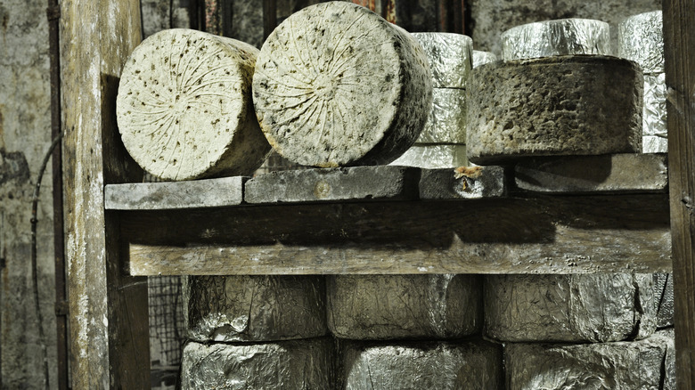 Wheels of Stilton cheese