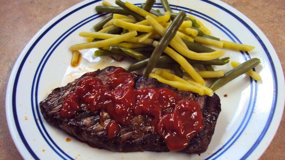 Steak with ketchup