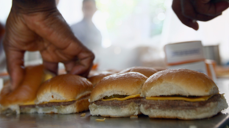 White Castle sliders being made 