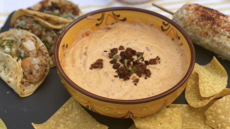 Melanie's Medleys chili con queso dip