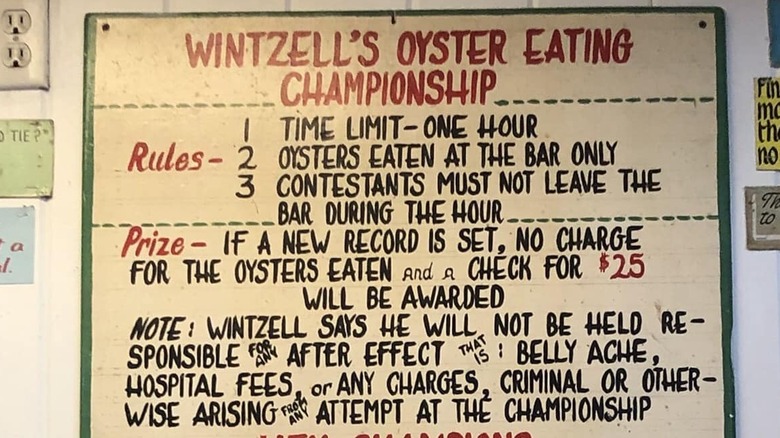 Wintzell's oyster eating championship sign