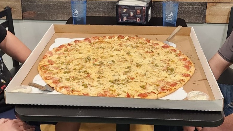Giant pizza in a box