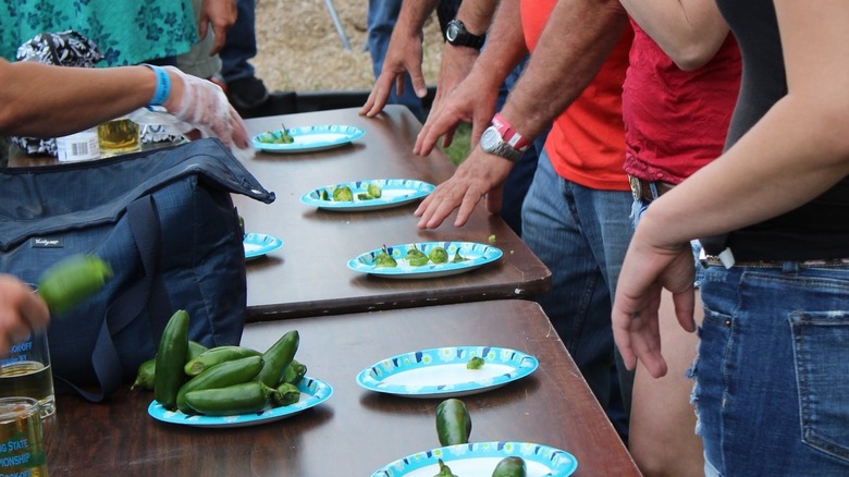 table of jalapeños for contest