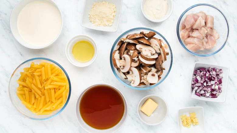 Ingredients for chicken with mushrooms