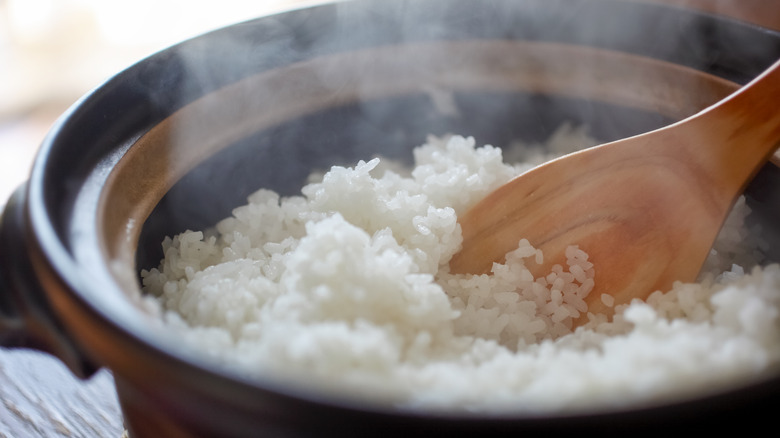 Rice in pot