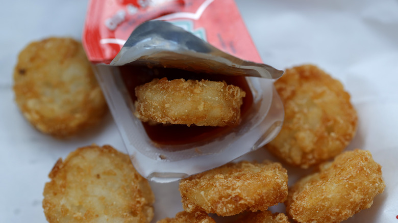 Chick-fil-A nuggets and open sauce container