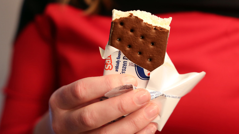 Person holding ice cream sandwich