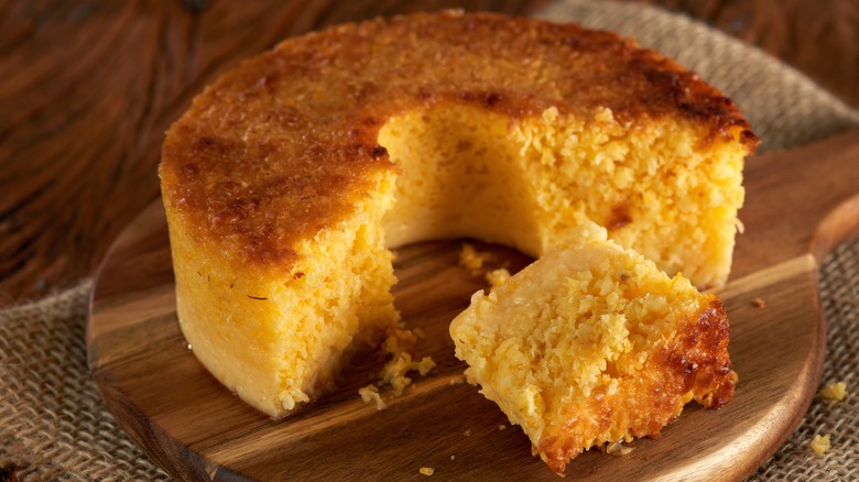 round cake on wooden board