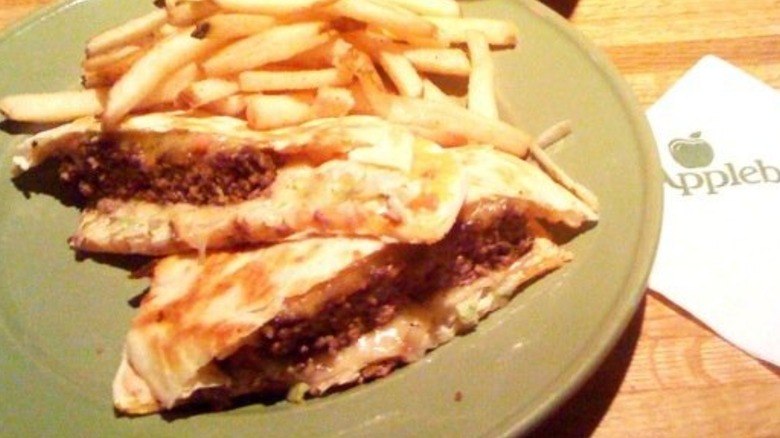 Applebee's quesadilla burger and fries