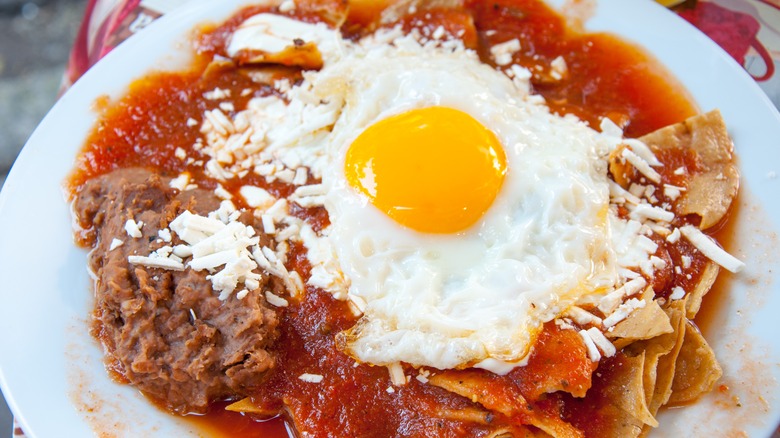 chilaquiles on plate closeup