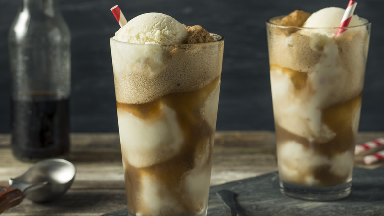 Floats on a brown table