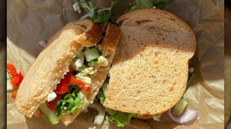 Unwrapped Mediterranean Veggie sandwich