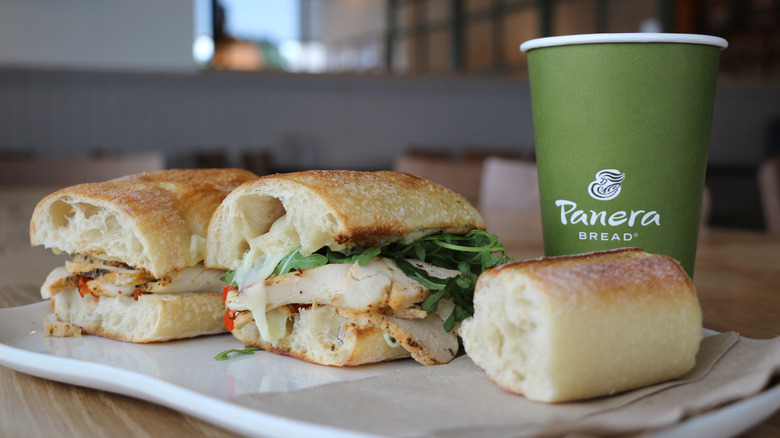 Panera sandwiches and drink