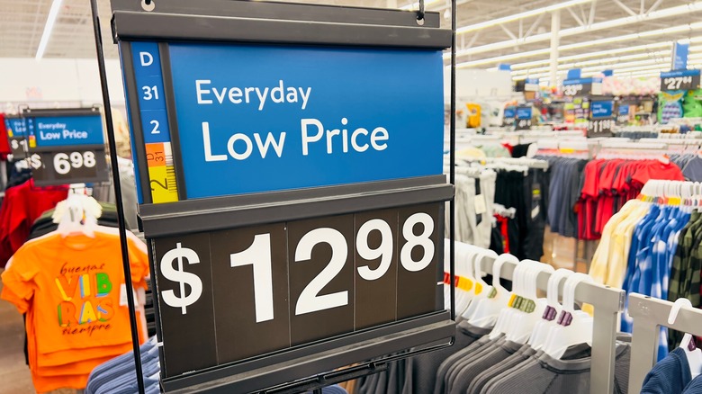 Clothing price sign in Walmart