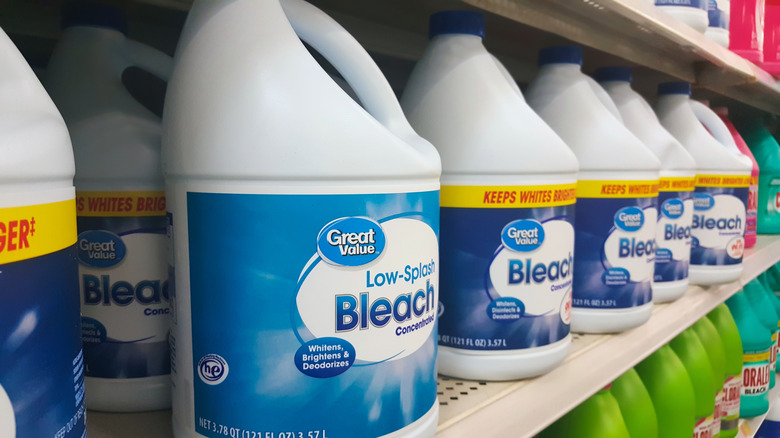 Bleach on shelves at Walmart